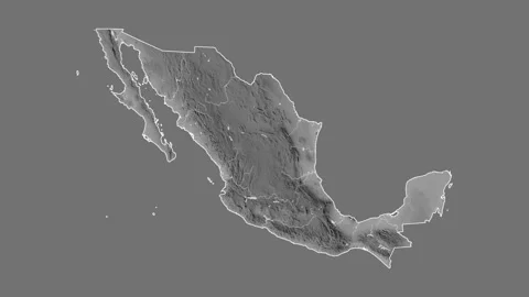 Mexico map - cartoon. Regions. Grayscale... | Stock Video | Pond5