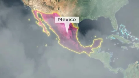 Mexico Map - Clouds Effect Video stock 267189870