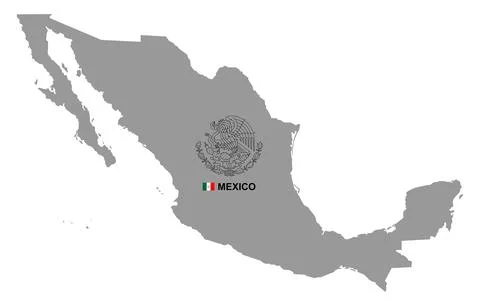 Mexico map with coat of arms Stock Illustration