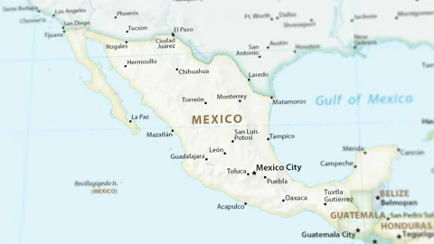 Mexico on a Map with Defocus (4K) Stock Footage 101456145