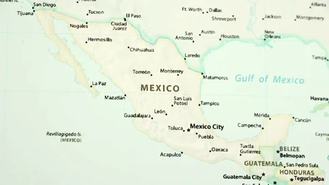Mexico on a Map (with Defocus) Stock Footage 89715461