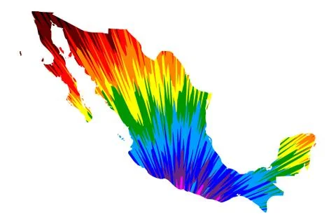 Mexico - map is designed rainbow abstract colorful pattern Stock Illustration