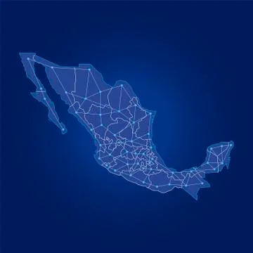 Mexico map dot links Stock Illustration