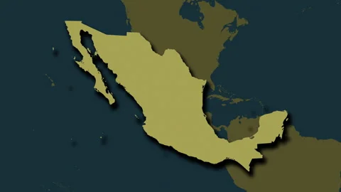 Mexico map - extract. Shadow. Pattern. Labels Stock Footage 321817373