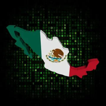 Mexico map flag on hex code illustration Stock Illustration
