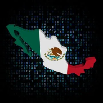 Mexico map flag on hex code illustration Stock Illustration