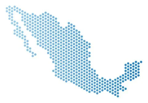 Mexico Map Hex-Tile Scheme イラスト素材