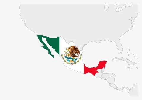 Mexico map highlighted in Mexico flag colors Stock Illustration