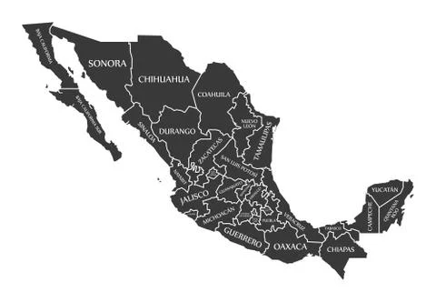 Mexico Map labelled black Stock Illustration