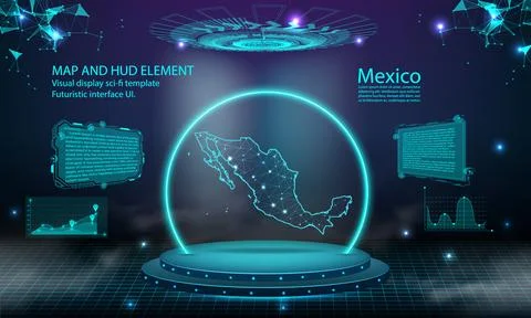 Mexico map light connecting effect background. abstract digital technology .. Stock Illustration
