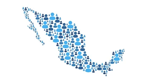 Mexico map made of people symbol on white background Vidéo 331982507