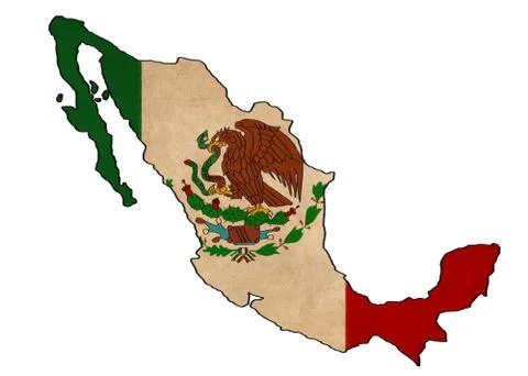 Mexico map on mexico flag drawing ,grunge and retro flag series Stock Illustration