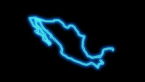 Mexico Map Outline Neon Lights Stock Footage 332850085