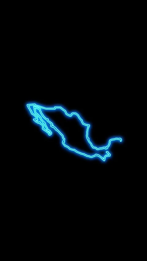 Mexico Map Outline Neon Lights Stock Footage 333056877