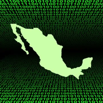 Mexico map over binary code Stock Illustration