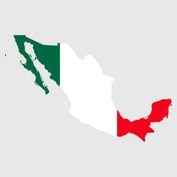 Mexico map symbol shape, travel web flat concept icon vector illustration Stock Illustration