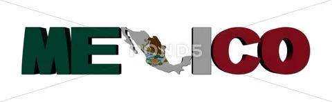 Mexico map text with flag illustration Stock Illustration