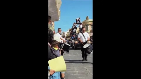 Mexico: Marching band performance mishap during parade in Zacatecas, Mexi... Stock Footage 321851447