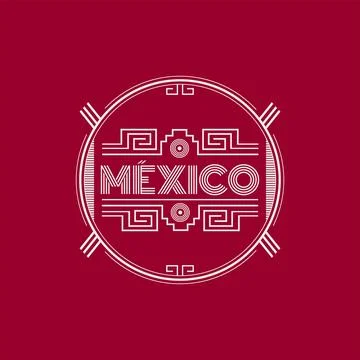 Mexico Maya Aztec emblem design mexican colors Stock Illustration