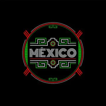 Mexico Maya Aztec emblem design mexican colors Stock Illustration