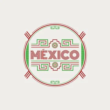 Mexico Maya Aztec emblem design mexican colors Stock Illustration