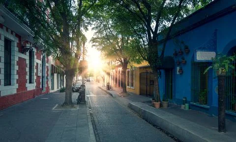Mexico, Mazatlan, Colorful old city streets in historic city center near El M Stock Photos
