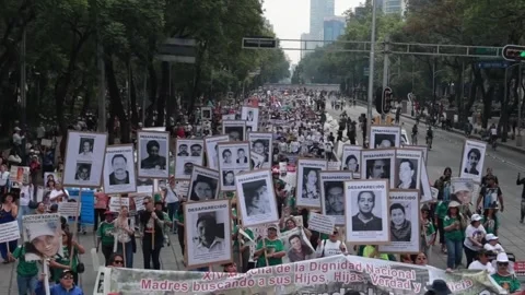 Mexico: Mothers of missing persons march for justice in Mexico City on Mo... Stock Footage 334631597
