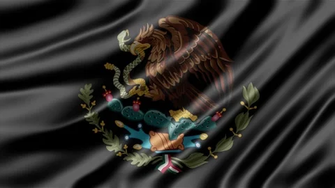 Mexico national flag emblem rendered with elegant silk textures Stockbeeldmateriaal 344108178