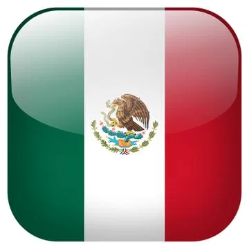 Mexico national flag square button isolated on white background Stock Illustration