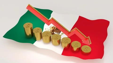 Mexico, The nation's wealth is dwindling., currency depreciation in the nat.. Ilustración de archivo