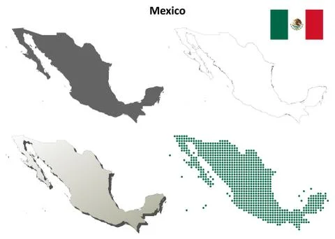 Mexico outline map set Иллюстрация