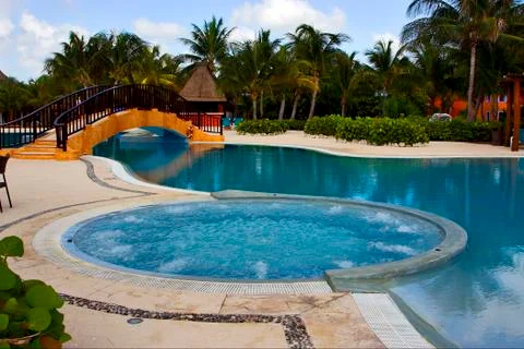 Mexico pool tree palm Stock Photos