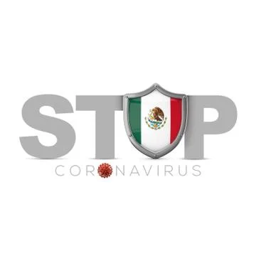 Mexico protective shield. Stop coronavius concept. 3D Render Stock Illustration