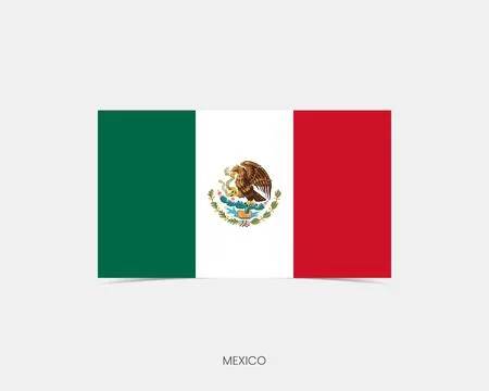 Mexico Rectangle flag icon with shadow. Stock Illustration