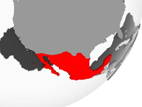 Mexico in red on grey map Stock Illustration