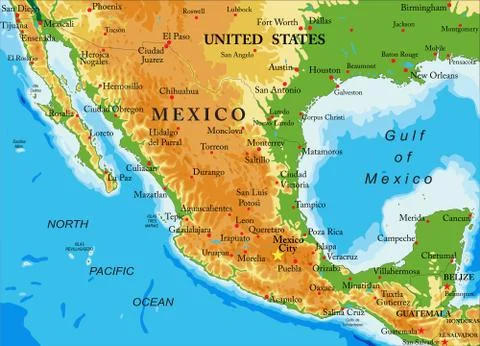 Mexico-relief map Stock Illustration