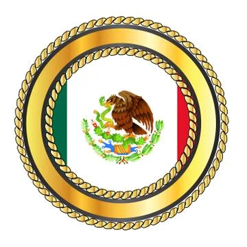 Mexico Rope Bound And Isolated Flag Button Stock Illustration
