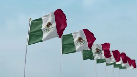 Mexico Row Of Flags Animation Stock Footage 136222182