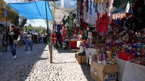 Mexico San Miguel market sun and shade Stock Footage