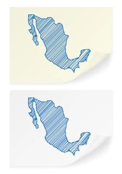 Mexico scribble map Stock Illustration