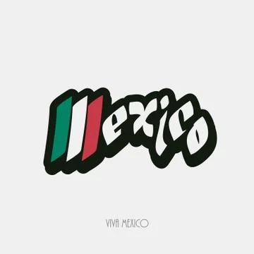Mexico script hand lettering text Stock Illustration
