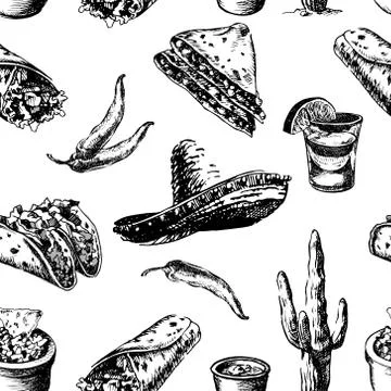 Mexico seamless pattern Stock Illustration