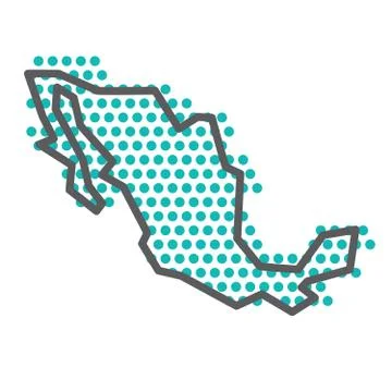 Mexico simple outline map with green halftone dot pattern Illustrazione stock
