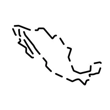 Mexico simplified broken outline vector map Stock Illustration