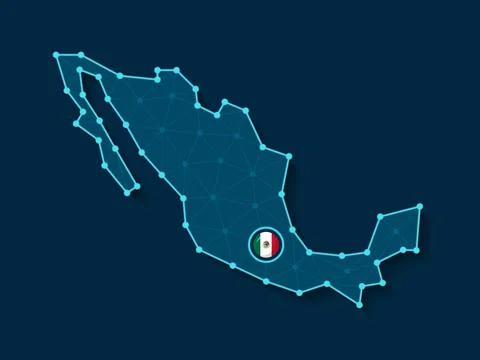 Mexico simplified vector map in a digital blue design Stock Illustration