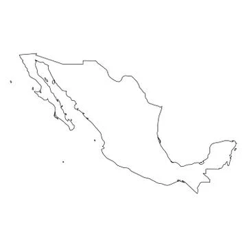 Mexico - solid black outline border map of country area. Simple flat vector 스톡 일러스트