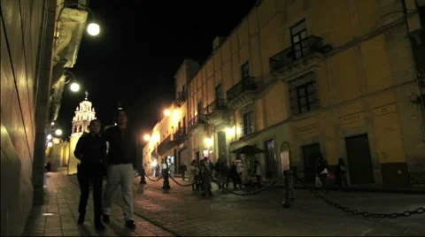 Mexico Street By Night Stock Footage