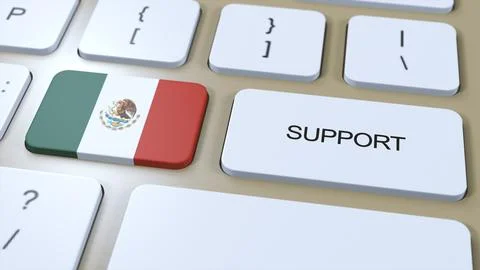 Mexico Support Concept. Button Push 3D Illustration. Support of Country or Go Stock Illustration