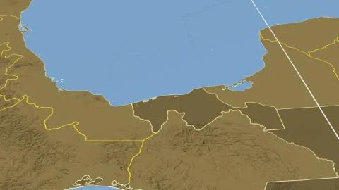 Mexico - Tabasco outlined on bilevel map Illustrazione stock