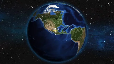 MEXICO TEPIC ZOOM IN FROM SPACE Stock Footage 115776973